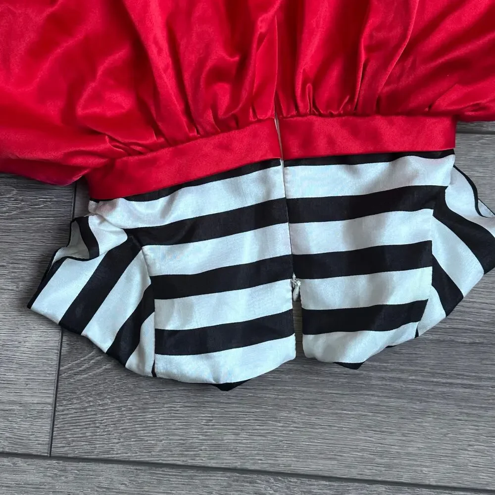 Gymboree Girls Olivia the pig Dress Striped Red Satin Formal Holiday